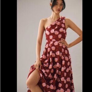 Maeve One Shoulder‎ Midi Dress, Overlay, Size Zip, Size 8, NWT